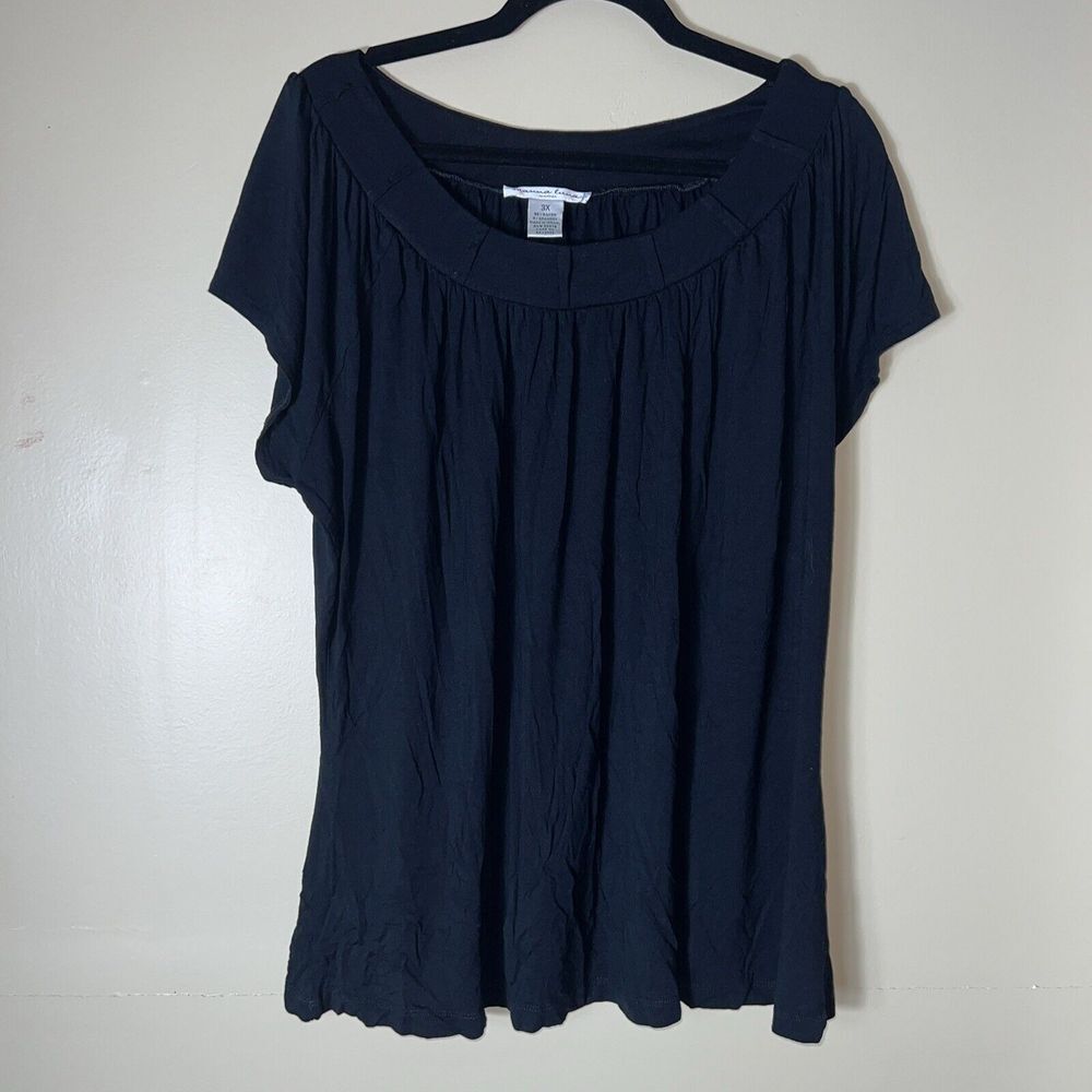 Marina Luna Women's 3X Black Short Sleeve Shirt